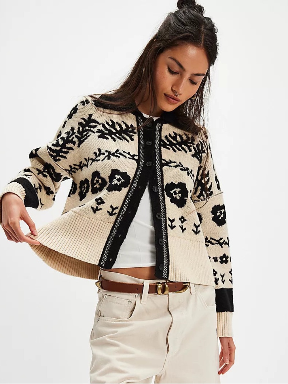 NWT Free People Shelby Floral Cardigan Sweater